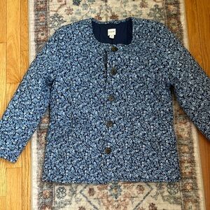 J. Crew Navy Floral Button-Up Jacket